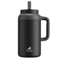 POWCAN 64 oz Mug Tumbler with Handle 2-in-1 Straw Lid Keeps Cold for 36 Hours Dishwasher Safe Leakproof Non-slip Base Stainless Steel Insulated Water Bottle for Home Office and Gym (Midnight)