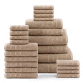 Casa Platino 24 Piece 100% Cotton Towels for Bathroom 2 Bath Sheets 2 Large Bath Towels(30"x 60") 2 Gym Towels(24"x 48") 6 Hand Towels 8 Washcloths & 4 Fingertip Towels Soft Towel Set - Beige