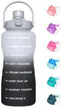 Unistar Half Gallon Water Bottle with 2-in-1 Lid (Straw lid/Chug Lid) 64oz Large Capacity Water Jug BPA-free Gallon Water Bottle Leak-proof Water Jugs Water Bottle with Time marker for Gym Outdoor