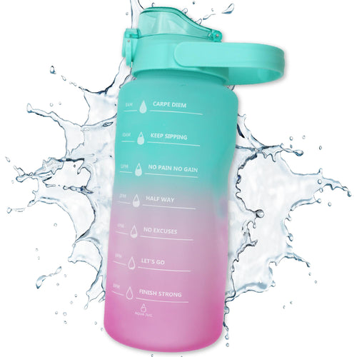 Aqua Jug Berry Clear Half-Gallon Water Jug with Handle AJ-BERRYCLR Tritan Plastic 64-oz Water Bottle with Straw Half-Gallon Water Bottle with Time Marker for Travel Gym Office Sports and More